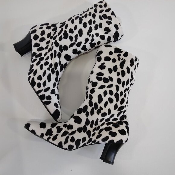 Proxy White and Black Fabric Stretch Animal Print Cowgirl Boots Size 7.5 - Picture 2 of 15